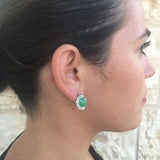 Genuine Emerald Earrings, Emerald Flower Earrings, May Birthstone Earrings, Green Statement Earrings, Large Flower Earrings, Rare By Adina