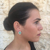 Genuine Emerald Earrings, Emerald Flower Earrings, May Birthstone Earrings, Green Statement Earrings, Large Flower Earrings, Rare By Adina