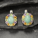 Genuine Emerald Earrings, Emerald Flower Earrings, May Birthstone Earrings, Green Statement Earrings, Large Flower Earrings, Rare By Adina