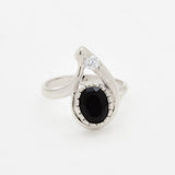 Gold Onyx Ring - Black Onyx Ring - Vintage Teardrop Ring