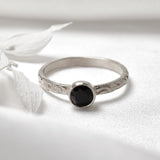 Gold Onyx Ring - Embossed Onyx Ring - Black Tribal Ring
