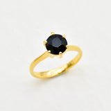 Onyx Solitaire Ring - Black Onyx Ring - Onyx Promise Ring