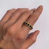 Wide Onyx Band - Black Eternity Ring - Gold Onyx Band