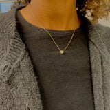 Solid Gold Diamond Necklace - 14k Solid Yellow Gold Necklace - Dainty Round Diamond Necklace