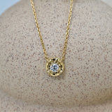 Solid Gold Diamond Necklace - 14k Solid Yellow Gold Necklace - Dainty Round Diamond Necklace