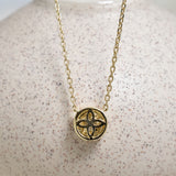 Solid Gold Diamond Necklace - 14k Solid Yellow Gold Necklace - Dainty Round Diamond Necklace