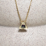 Real Gold Topaz Necklace - Genuine Mystic Topaz Necklace - Dainty Purple Gold Pendant