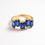 Gold Sapphire Ring, Baguette Ring, Created Sapphire, Gold Sapphire Band, Emerald Cut Ring, Gold Vermeil Ring, Blue Sapphire Ring, Blue Ring