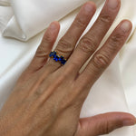 Gold Sapphire Ring, Baguette Ring, Created Sapphire, Gold Sapphire Band, Emerald Cut Ring, Gold Vermeil Ring, Blue Sapphire Ring, Blue Ring