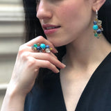 Multistone Boho Ring, Amazonite Ring, Statement Ring, Heavy Ring, Colorful Ring, Amber Ring, Solid Silver Ring, Bubble Ring, Sodalite