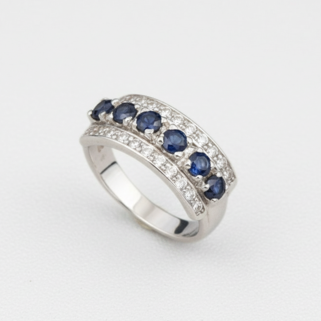 Natural Sapphire Ring made in 925 Sterling Silver with Round Natural Blue Sapphire in Channel-Set setting, September Birthstone gift idea, symbolizes sincerity, truth, and faithfulness, ideal for everyday wear and perfect for birthday gifting and special occasions.