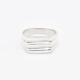 Triple Line Ring - Gold Signet Ring - Gold Unisex Ring