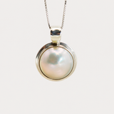 Large Pearl Necklace - Vintage Pearl Pendant - Round Pearl Pendant