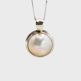 Large Pearl Necklace - Vintage Pearl Pendant - Round Pearl Pendant