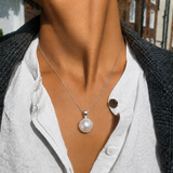 Large Pearl Necklace - Vintage Pearl Pendant - Round Pearl Pendant