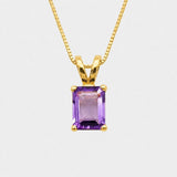 Gold Amethyst Pendant - Natural Amethyst Necklace - Purple Gemstone Necklace