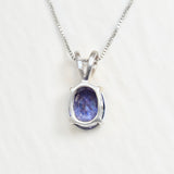 Blue Tanzanite Oval Pendant Back View in White Background