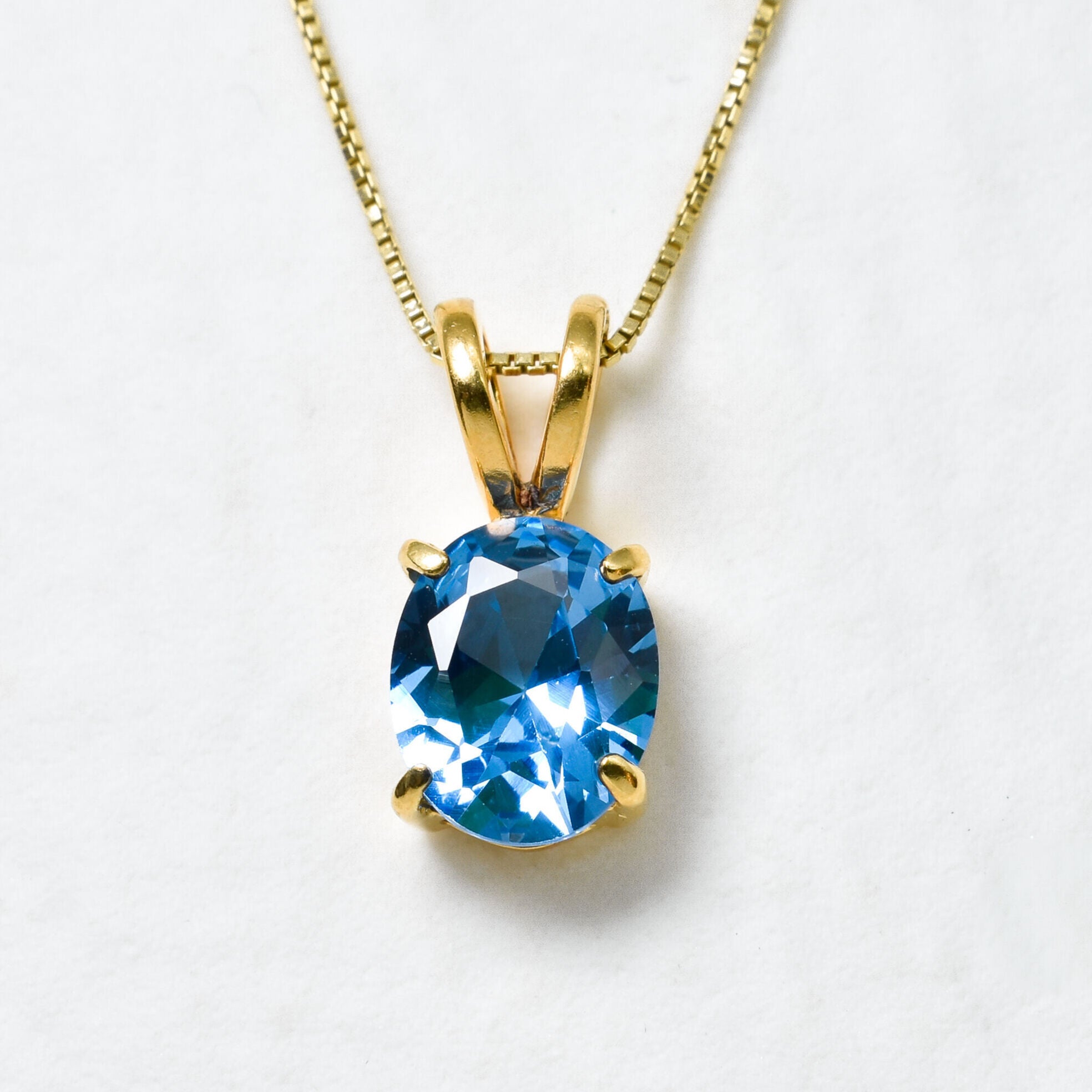 2829-P-cAQU:1-Y: Gold Vermeil Created Aquamarine