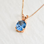 2829-P-cAQU:1-Y: Rose Gold Vermeil Created Aquamarine