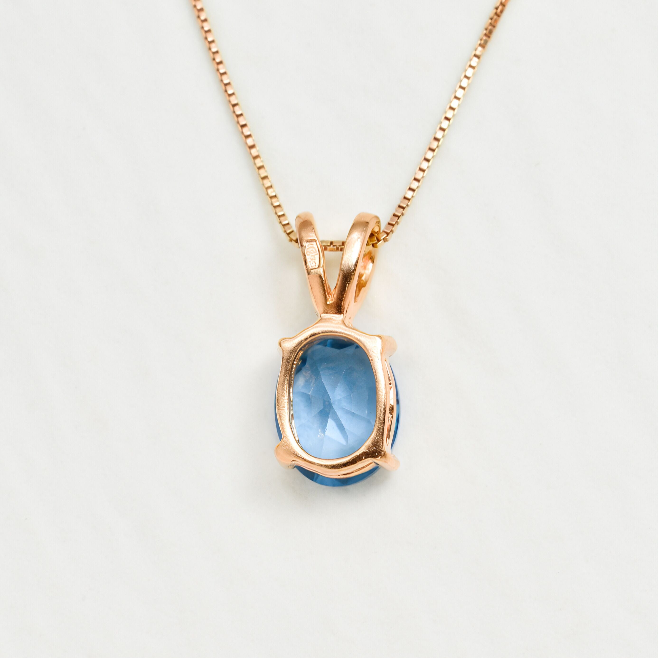 2829-P-cAQU:1-Y: Rose Gold Vermeil Created Aquamarine