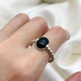 2637-R-nONY: Sterling Silver 925 Black Natural Onyx