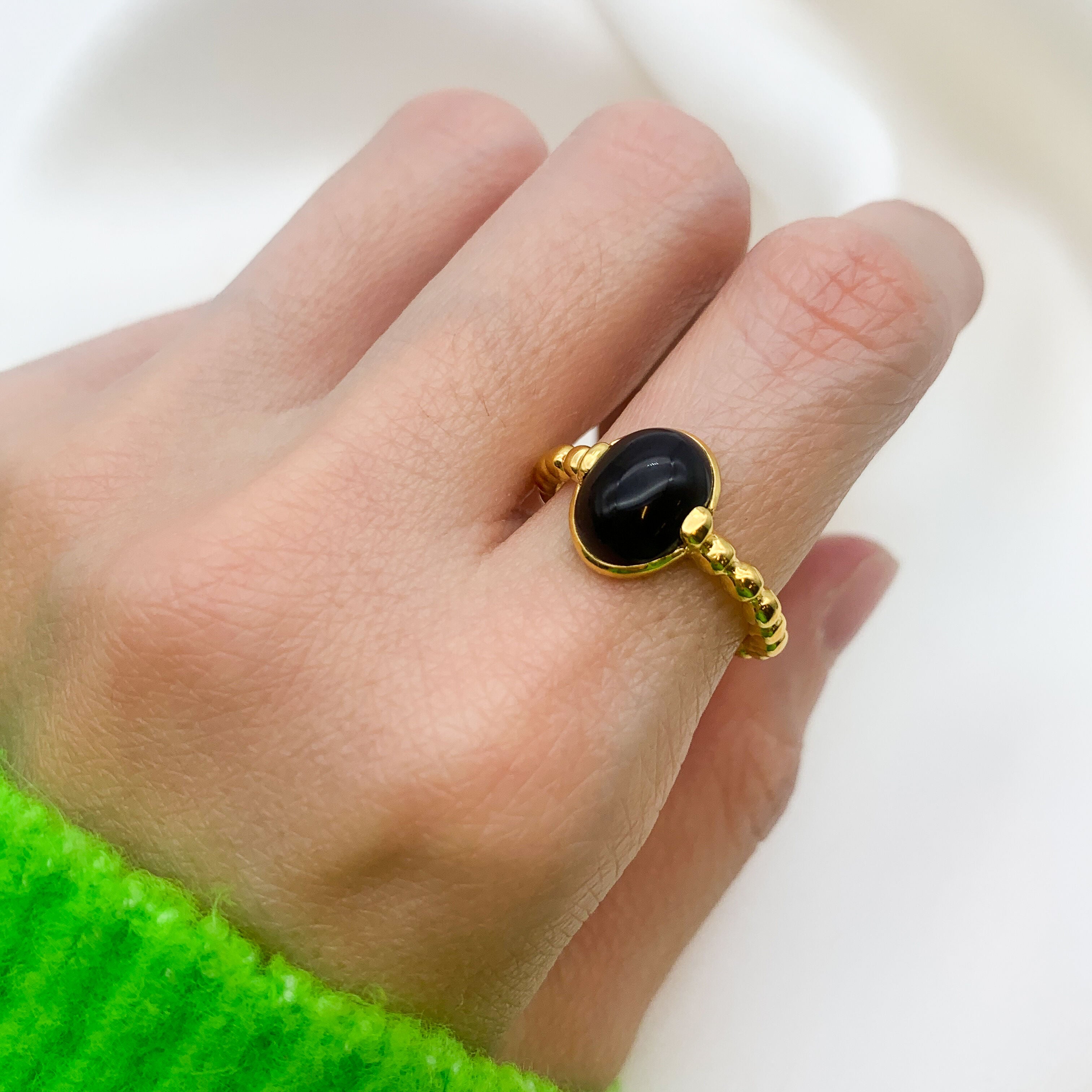 2637-R-nONY: Gold Vermeil 18k Black Natural Onyx