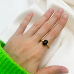 2637-R-nONY: Gold Vermeil 18k Black Natural Onyx