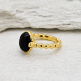 2637-R-nONY: Gold Vermeil 18k Black Natural Onyx