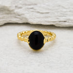 2637-R-nONY: Gold Vermeil 18k Black Natural Onyx