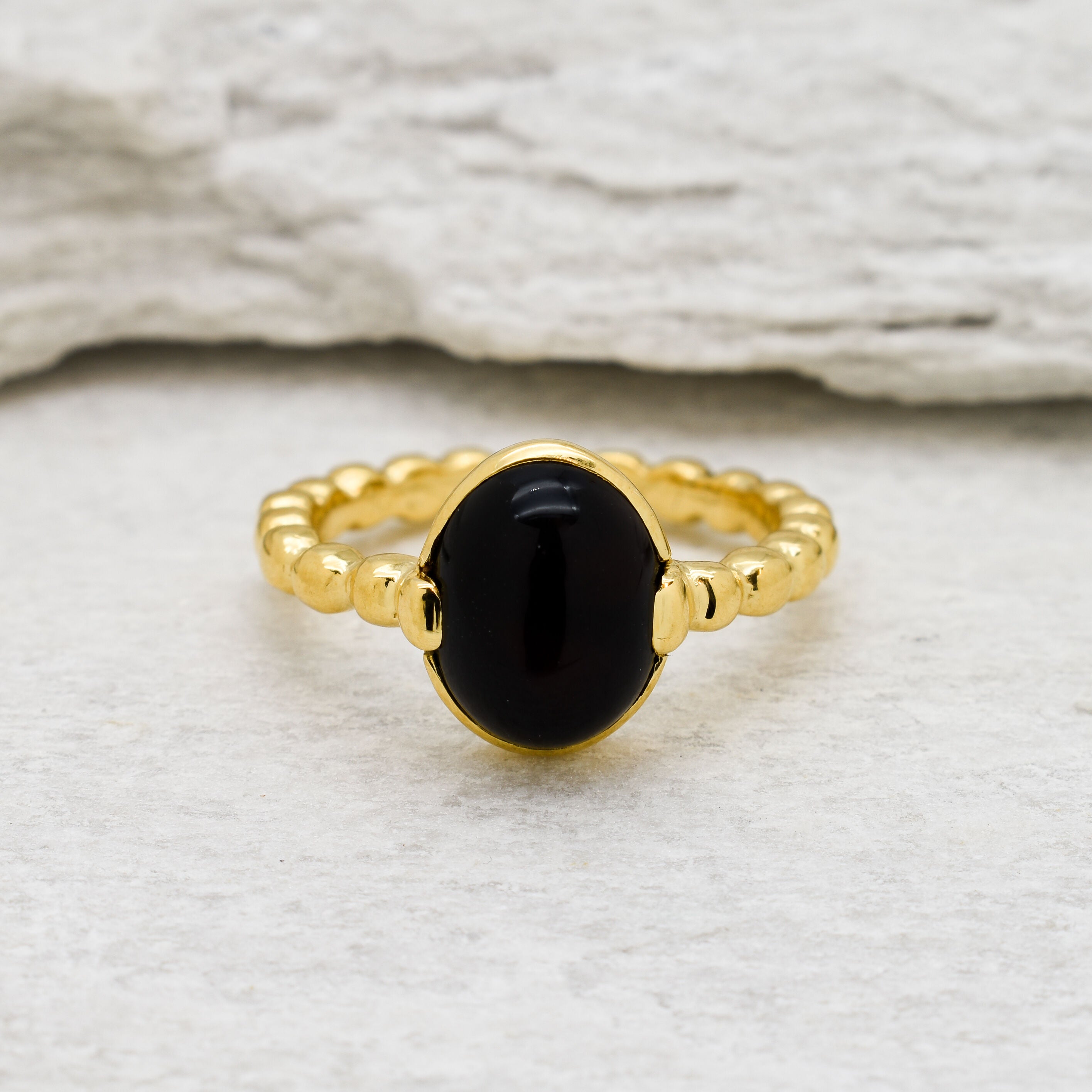 2637-R-nONY: Gold Vermeil 18k Black Natural Onyx