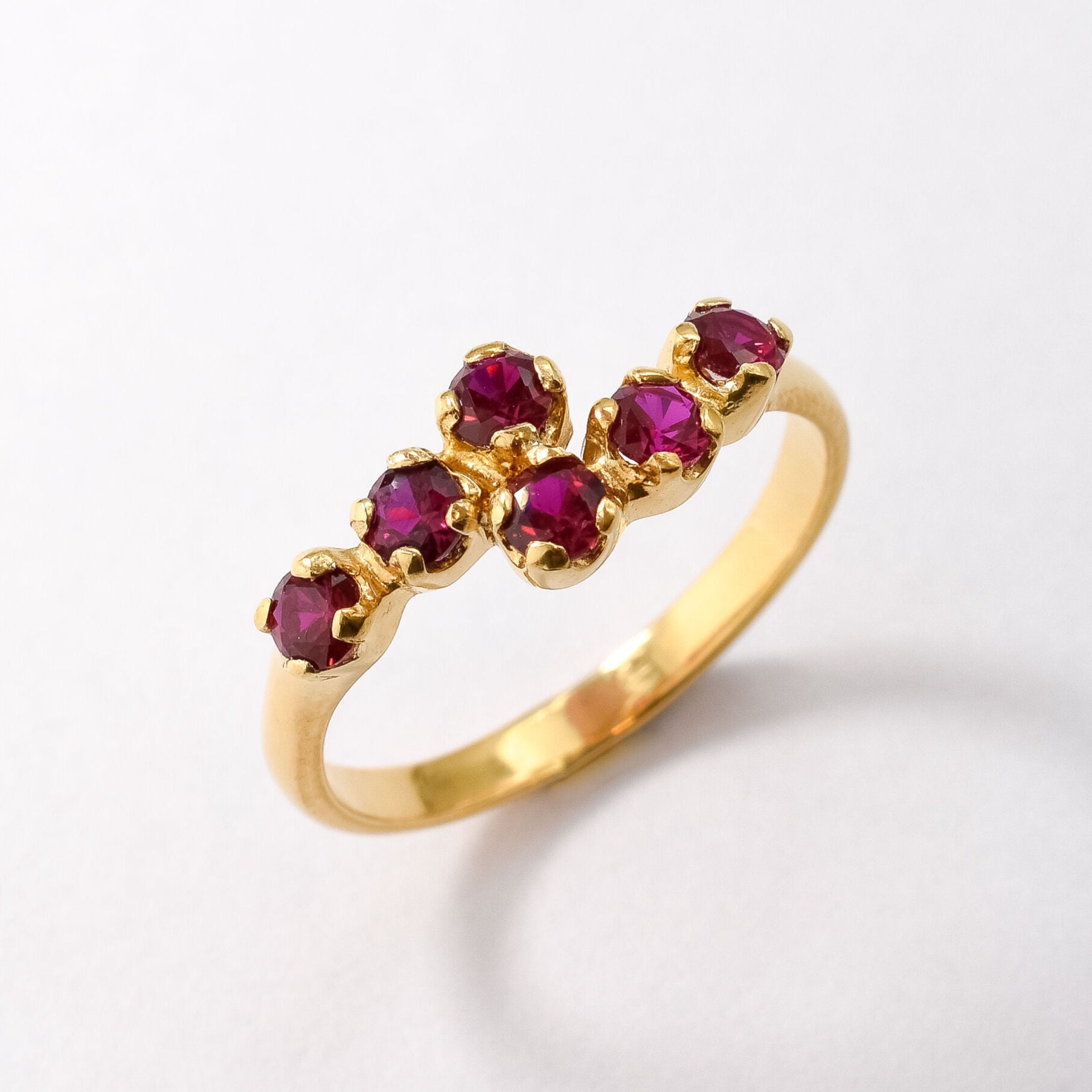 Created Ruby Ring made in 18k Gold Vermeil with Round Created Red Ruby in Prong setting, July Birthstone gift idea, symbolizes nobility, purity, and passion, ideal for everyday wear and perfect for birthday gifting and special occasions.