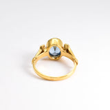 Gold Aquamarine Ring - Aqua Solitaire Ring - Vintage Gold Ring