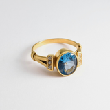 Silver Aquamarine Ring - Vintage Aqua Ring - Silver Promise Ring