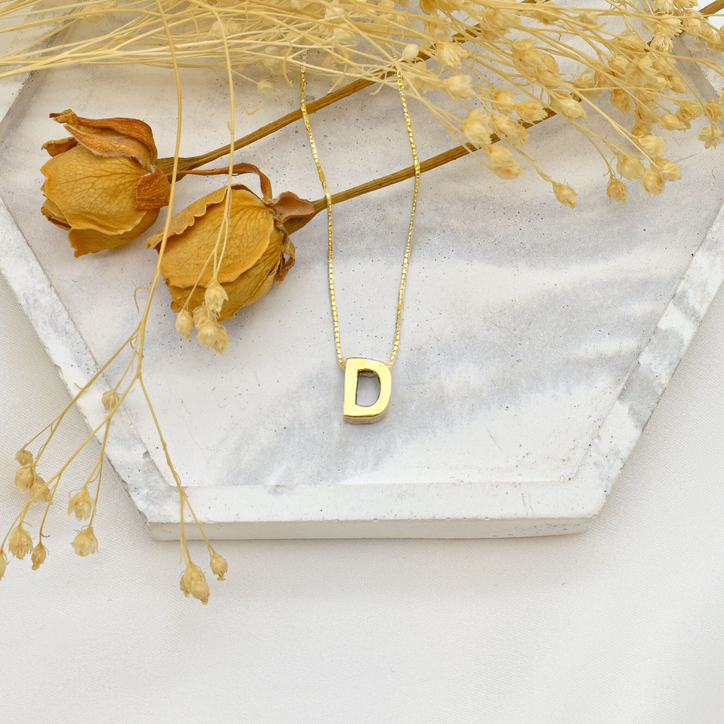 Gold Letter Pendant Initial Name Necklace Personalized