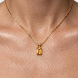 Gold Citrine Pendant - Natural Citrine Necklace - Yellow Gemstone Necklace