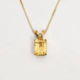Gold Citrine Pendant - Natural Citrine Necklace - Yellow Gemstone Necklace
