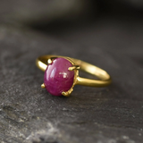 Ruby Gold Ring - Promise Ring, Solitaire Ruby Ring, July Birthstone Ring