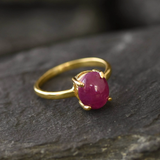 Ruby Gold Ring - Promise Ring, Solitaire Ruby Ring, July Birthstone Ring