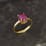 Ruby Gold Ring - Promise Ring, Solitaire Ruby Ring, July Birthstone Ring