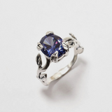 Gold Tanzanite Ring - Gold Leaves Ring - Blue Vintage Ring