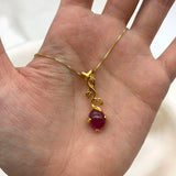 Elegant 18k Gold Vermeil Pendant featuring an Oval Natural Red Ruby, perfect for July birthdays and special occasions.