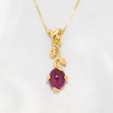 Natural Ruby Pendant made in 18k Gold Vermeil with Oval Natural Red Ruby in Prong setting, July Birthstone gift idea, symbolizes nobility, purity, and passion, ideal for everyday wear and perfect for birthday gifting and special occasions.