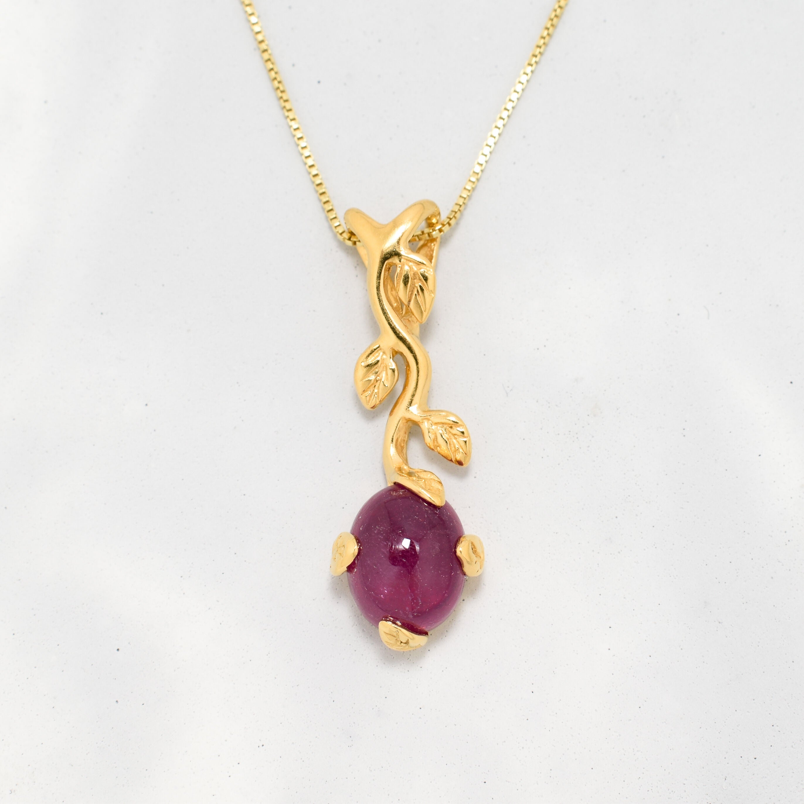 Natural Ruby Pendant made in 18k Gold Vermeil with Oval Natural Red Ruby in Prong setting, July Birthstone gift idea, symbolizes nobility, purity, and passion, ideal for everyday wear and perfect for birthday gifting and special occasions.