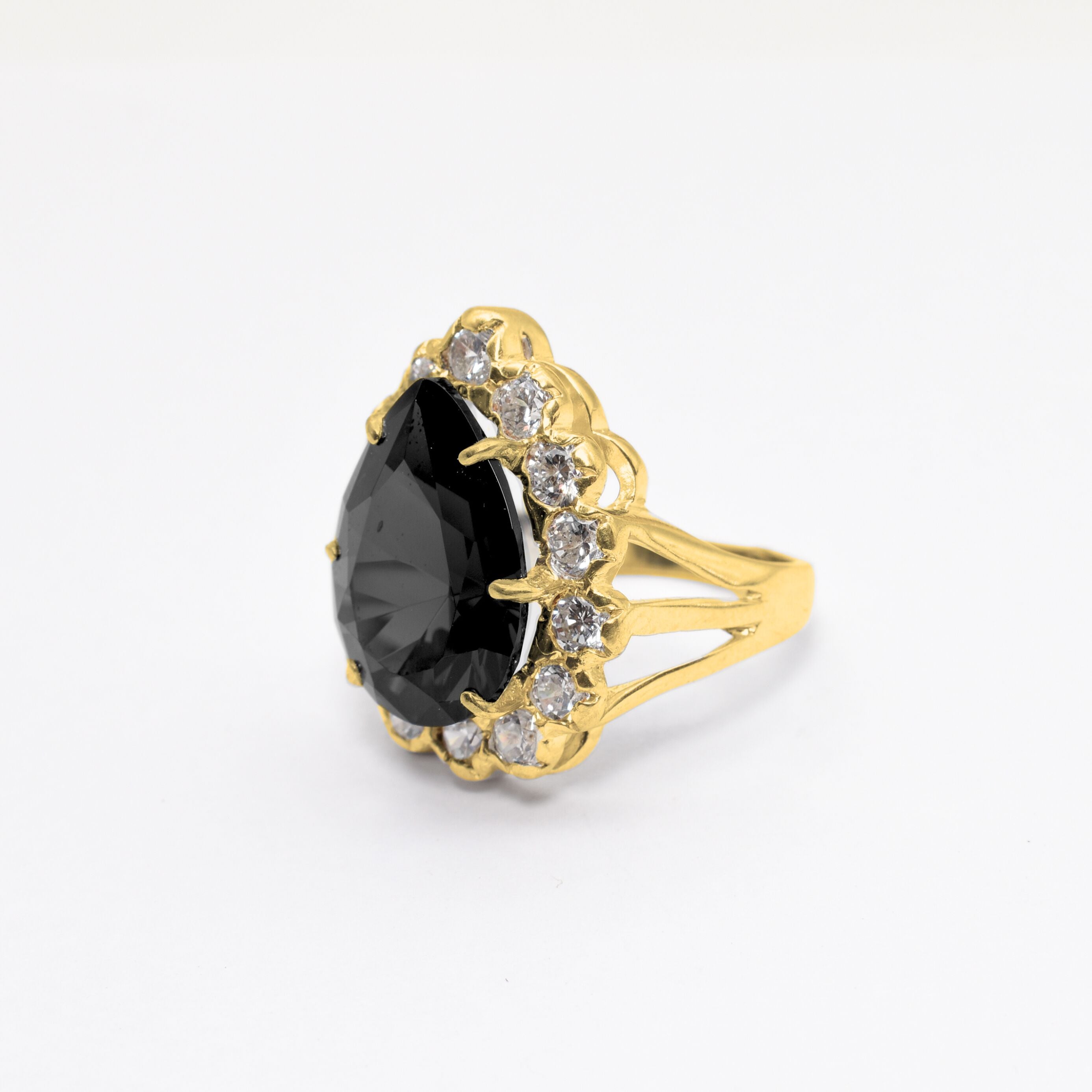 6025-R-nONY: Gold Vermeil 18k Onyx 16x12 Teardrop