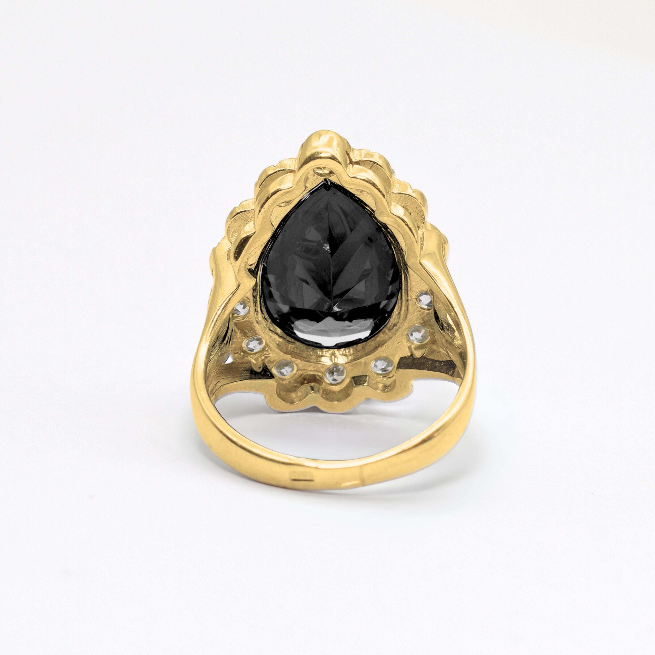 6025-R-nONY: Gold Vermeil 18k Onyx 16x12 Teardrop