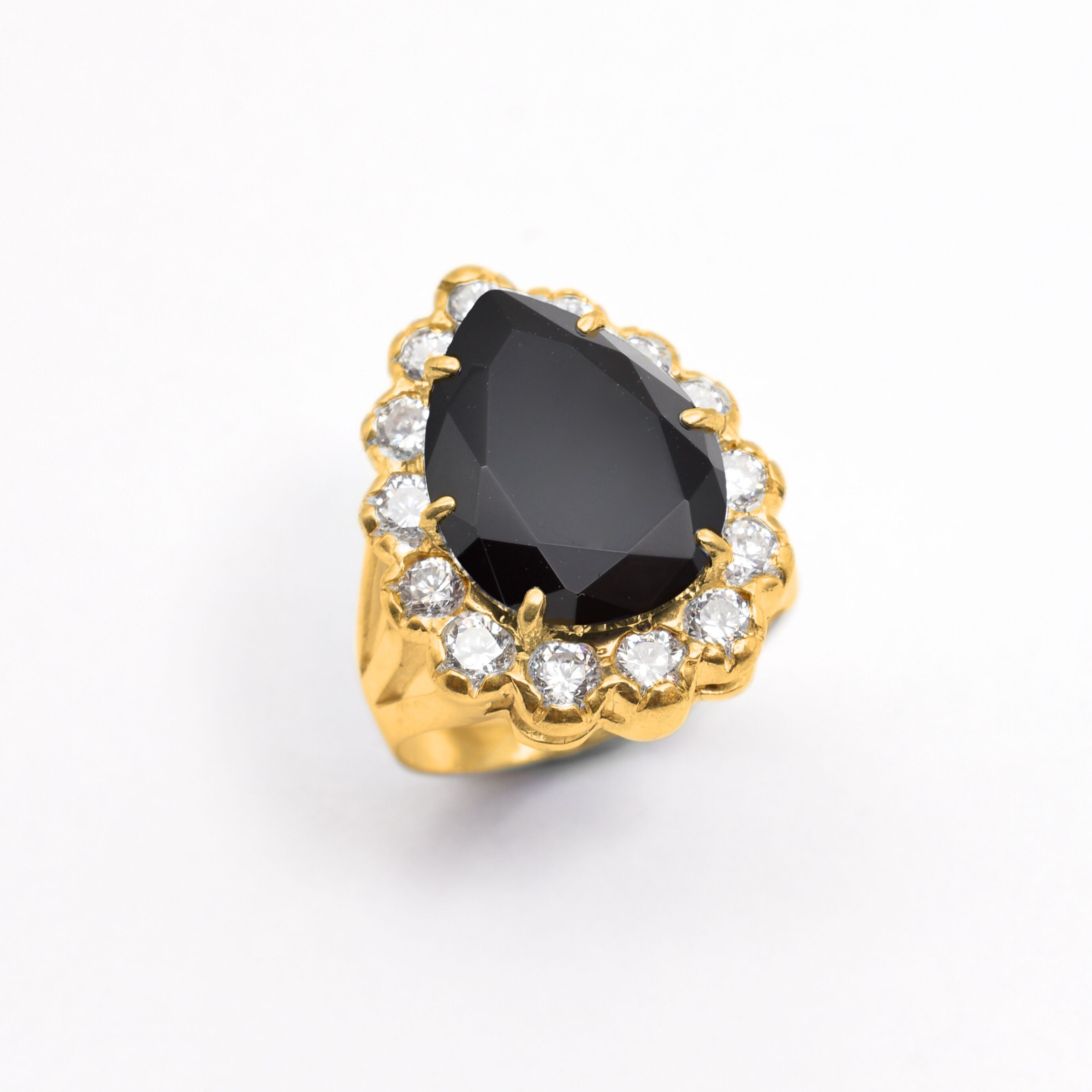 6025-R-nONY: Gold Vermeil 18k Onyx 16x12 Teardrop