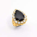 Large Onyx Ring - Princess Diana Ring - Black Teardrop Ring