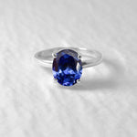 2829-R-cTAN: Sterling Silver 925 Created Tanzanite 10x8 oval