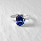 2829-R-cTAN: Sterling Silver 925 Created Tanzanite 10x8 oval