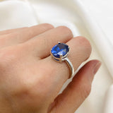 2829-R-cTAN: Sterling Silver 925 Created Tanzanite 10x8 oval